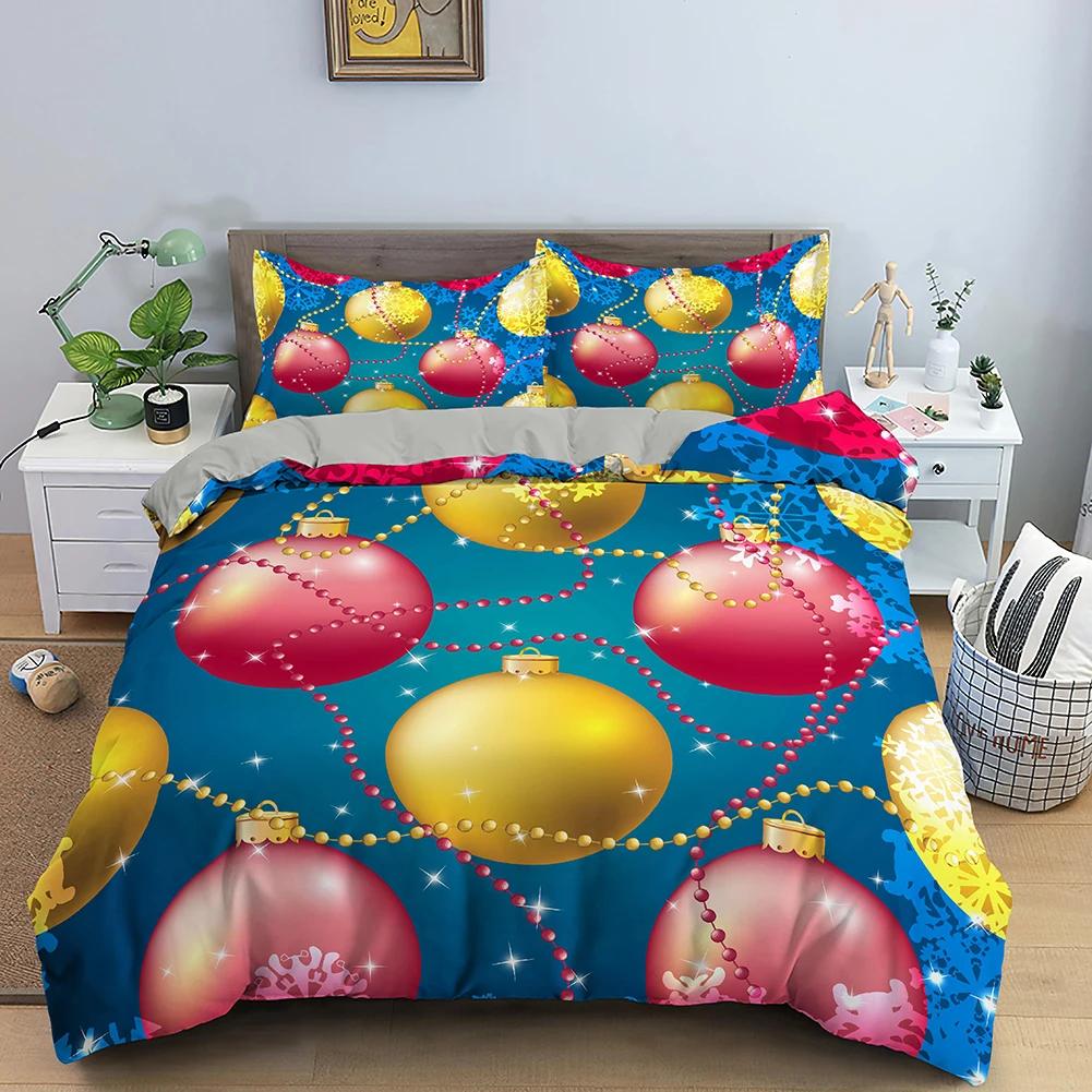 Red Merry Christmas King Queen Duvet Cover Kids Christmas Quilt Cover Santa Claus Bedding Set 1/2Pcs Microfiber Comforter Cover