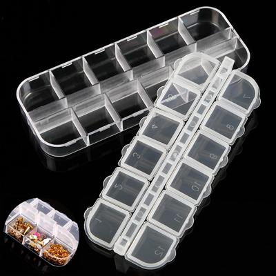 12 ızgara Boş Kutu Nail Art İpuçları Taklidi Boncuk Takı plastik saklama kutusu Konteyner Tutucu DIY Ev Manikür Aksesuarları Organizatör