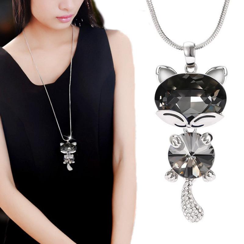 

Изысканные черные ожерелья с изображением совы и кошки, подвески для женщин, роскошные украшения для вечеринок, модное длинное ожерелье с опаловой цепочкой, женское рождественское колье в подарок золотистый