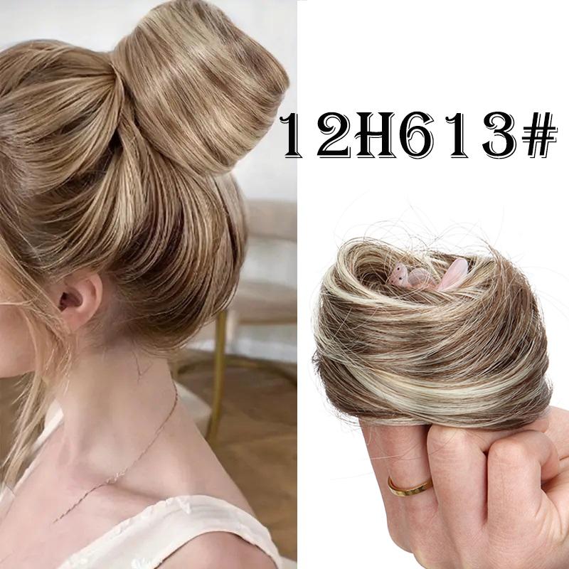 Moño Desordenado de Donut Sintético Chignon Recogido Extensión de Cabello Elástica para Mujeres Accesorios de Cabello Perezosos
