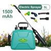 5L Battery Powered Sprayer with 3 Mist Nozzles Rechargeable Retractable Wand Garden Sprayer with Shoulder Strap for Gardening