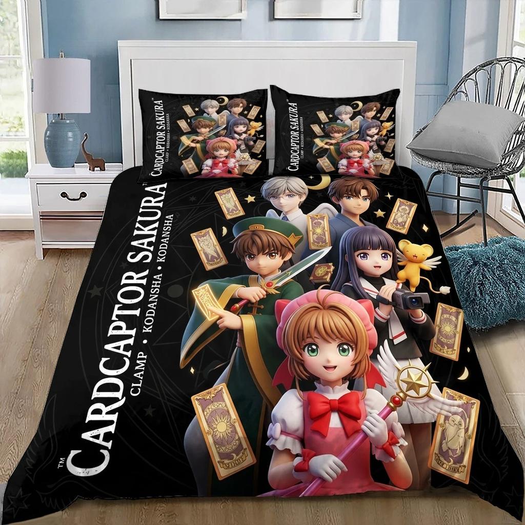 Anime C-Cardcaptor Sakura Love Child Duvet Cover Set HD Comforter Cover Bedclothes for Kids Bedding Sets Bedroom Decor