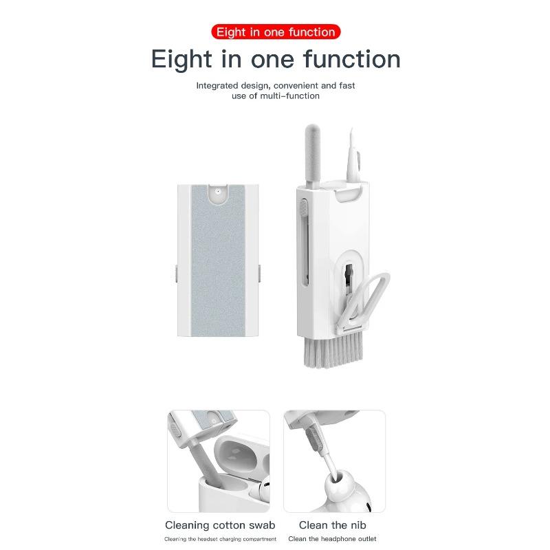 8-in-1-Reinigungsset, Computertastatur-Reinigungsbürsten-Set, Kopfhörer-Reinigungsstift für Airpods Pro, Ohrhörer-Reinigungswerkzeuge, Tastenkappen-Abzieher