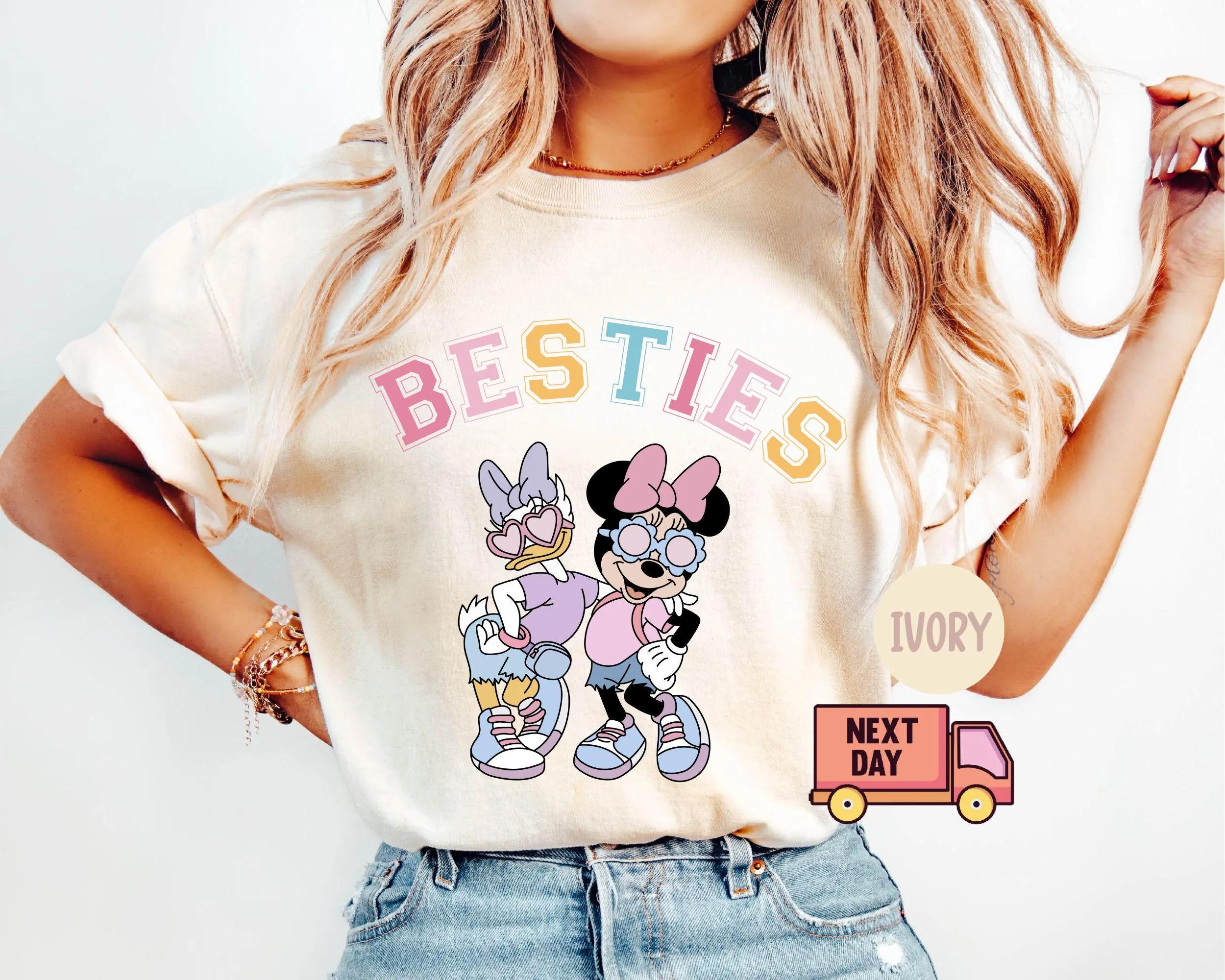 

2026 Summer Disney Minnie and Daisy Graphic Tshirt Men Women Fashion Cotton Quality Casual Loose Short Sleeve Classic Unisex S