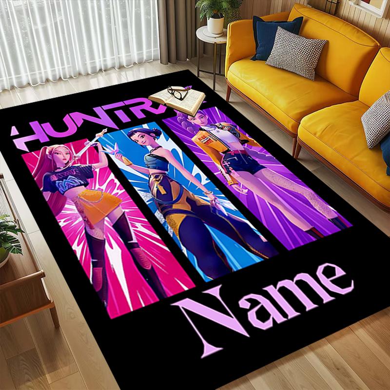 Personalized Name Huntrix Name Living Room Non-Slip Area Rug Soft Carpet for Bedroom Playroom Sofa Office Home Decor Doormat