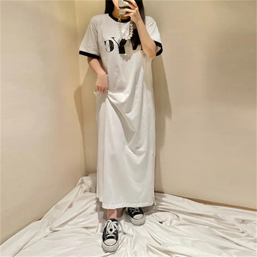 Korean Loose Slimming Plus Size T-Shirt Dress - Women's Versatile Summer 2025 Long Dress