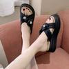 Fashion Platform Slippers Sandals Woman Bowknot Thick Sole Slippers Women Chunky Flip Flops Summer Casual Beach Slides Zapatos Mujer