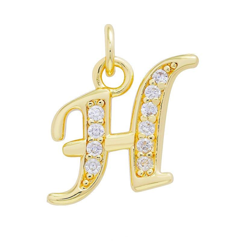 European & American Gold-Plated Copper Zircon Letter Necklace - High-End DIY Jewelry Accessory