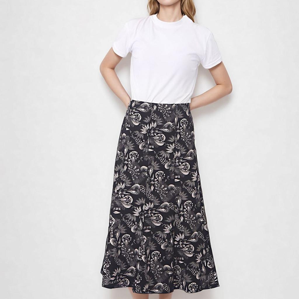 Women's Casual Printed Skirt, Floral Skirt, Trendy Temperament, A-line Skirt, Elastic Mid-length Skirt