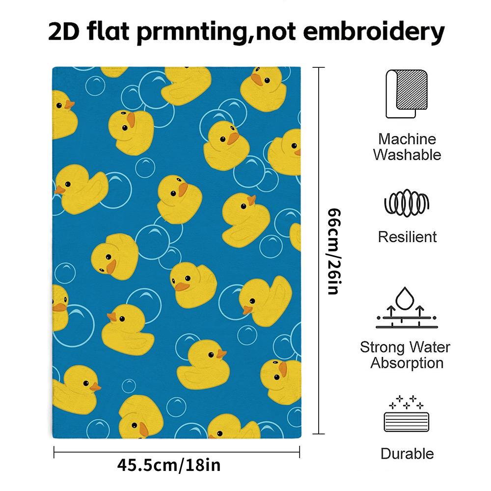 Rubber Duck Print Bath Towel, Soft Absorbent Kids Shower Towel