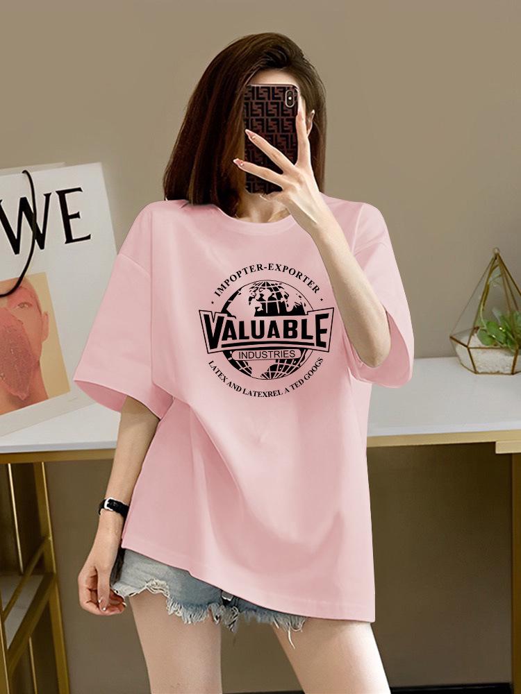 Women's 2024 European Oversized Short-Sleeve Round Neck T-Shirt - Trendy Summer Student Style