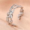 Stainless Steel Rings Vintage Geometric Hollow Adjustable Open Ring Fashion Statement Sun Rings For Women Zircon Banquet Gifts