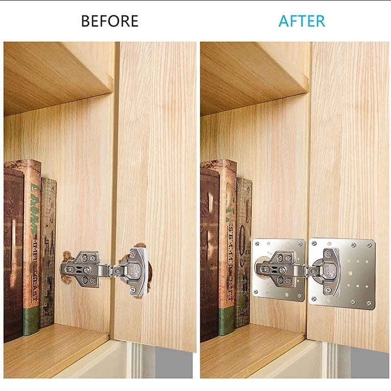 Kitchen Cabinet Door Hinges Repair Plate Hinges Mounting Plate with Screws Flat Fixing Brackets Furniture Hardware Tools