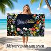 Floral Garden Theme Soft Beach Towel Personalized Custom Name Text Towel Portable for Beach Pool Travel