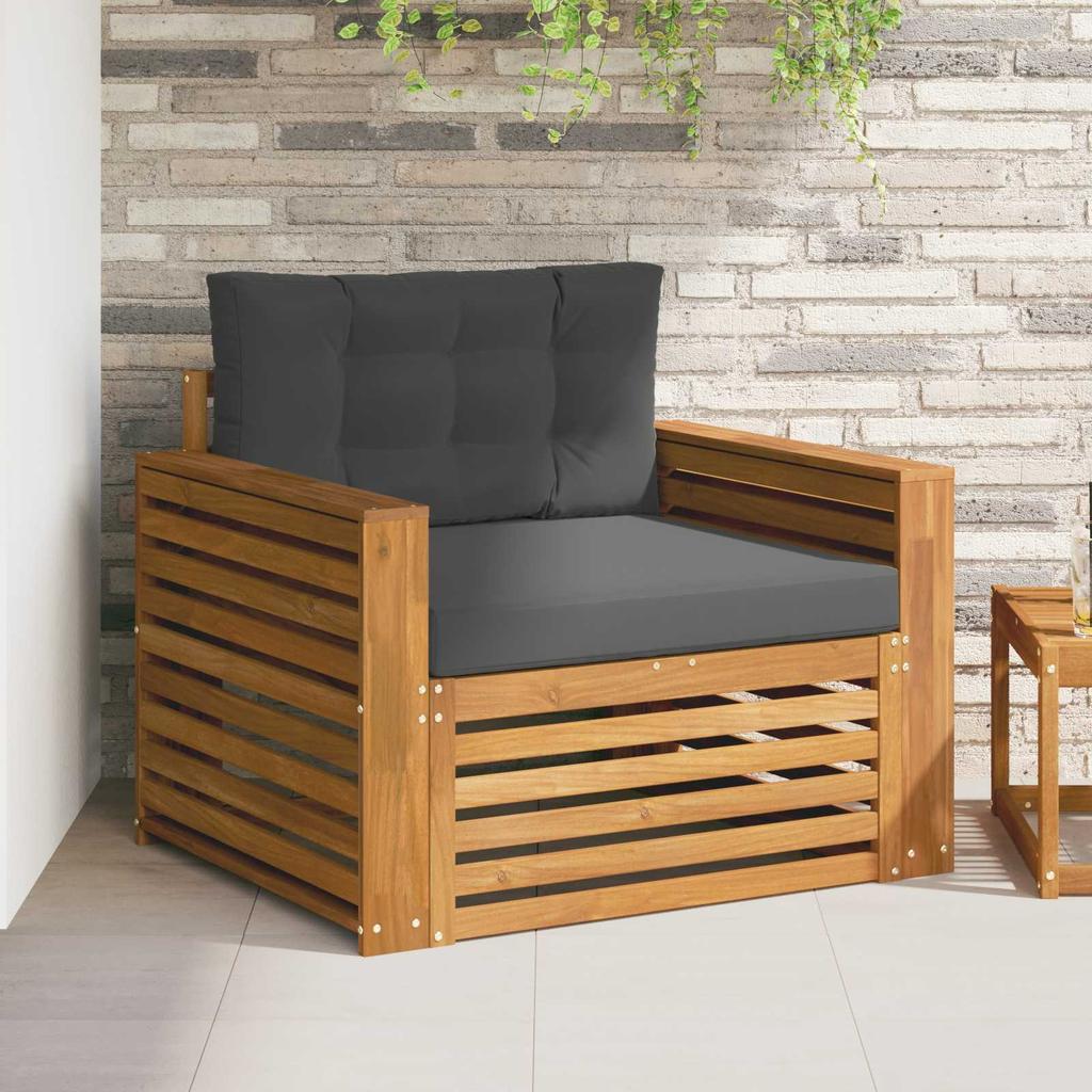 Outdoor Sofa Set Solid Acacia Wood and Polyester