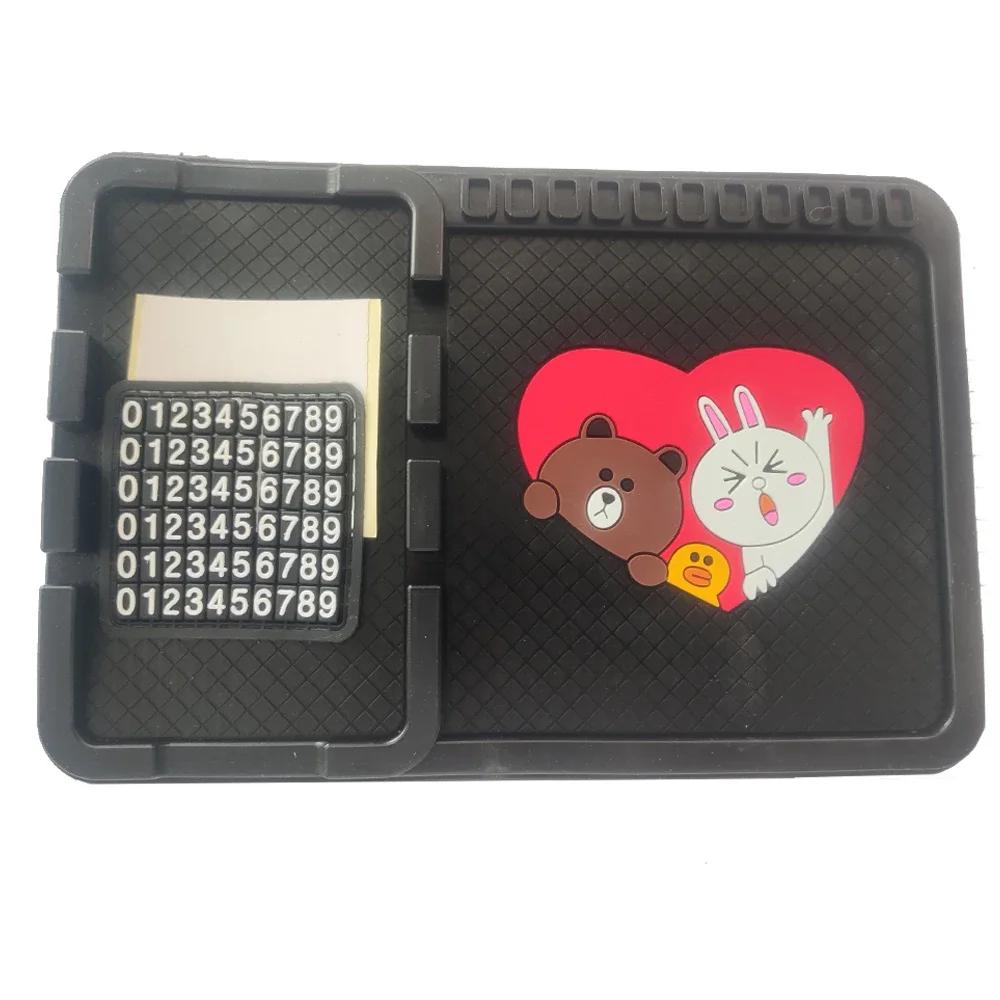 Car Ornament PVC Anti Slip Mat Cute Decoration Dashboard Non-slip Pad With Phone Number Prompt Auto Interior Accessories Gifts