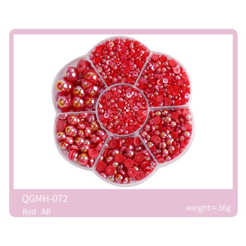 Nail Art Jewelry 7 Grid Plum Blossom Abs Semi-Round Flat Bottom Nail Art Pearl Nail Art Decoration Mixed