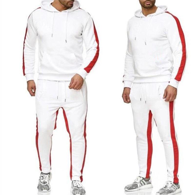Herren Zweiteiliger Trainingsanzug Hoodie und Jogginghose mit Seitenstreifen