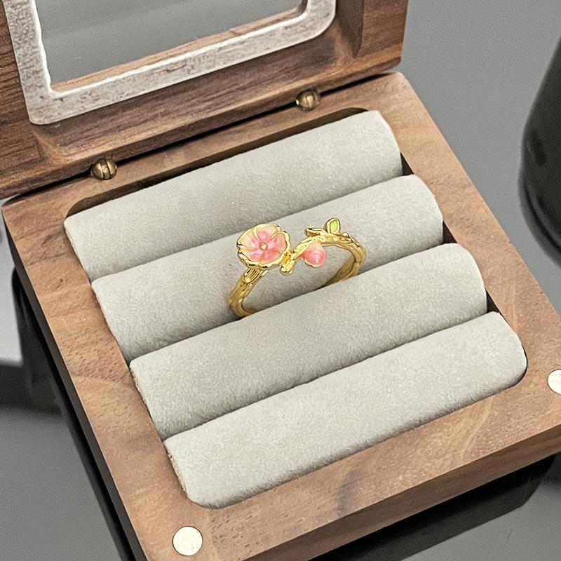 Cute Romantic Purple Four Leaf Zircon Flower Adjustable Rings for Women Gold Color Stainless Steel Jewelry Gift Anillos De Mujer