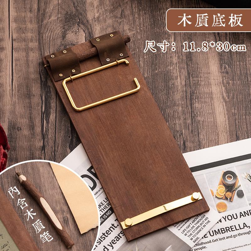 Vintage Clip Board with Hanging Rope Memo Pad Roll Paper Holder Blank Notes for Kitchen Wall Fridge Message Board Home Office