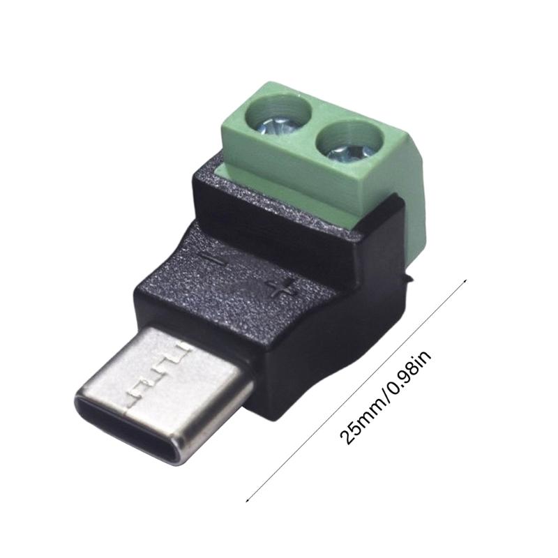 2 Stück Typ-C-Stecker zu 2-Pin-Klemmenanschlüssen Reise-Leichtgewicht-Ladeadapter für Mobiltelefone, Spielekonsolen, Lichter