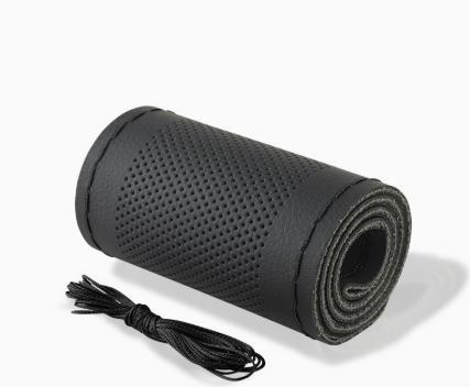 Fit for 38cm 14 DIY Sewing Breathable and Anti Slip Black Grey Beige Universal Leather Car Steering Wheel Stitch on Wrap Cover