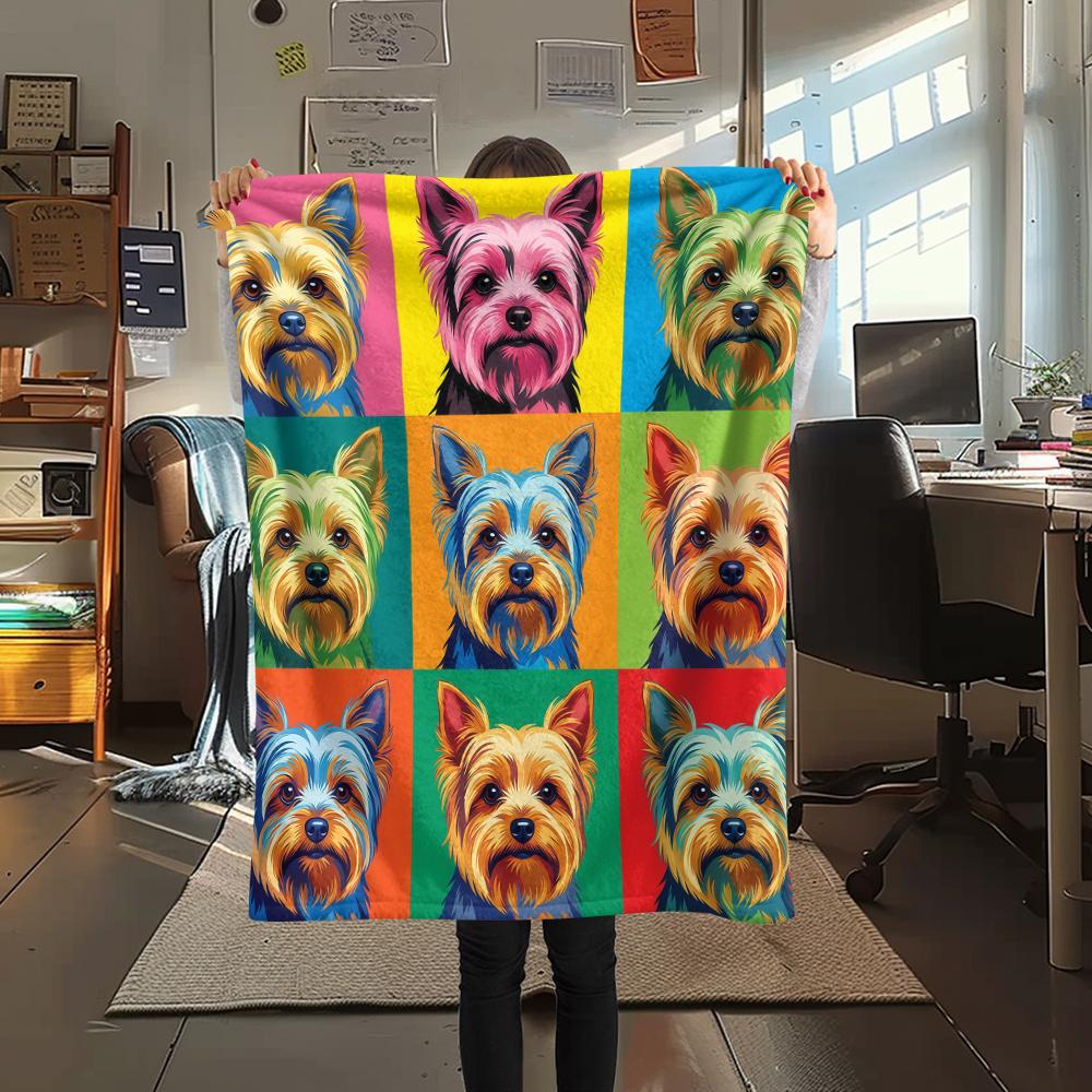 Colorful nine grid cat dog Print Flannel Blanket,High quality Comfortable for All Seasons,Home Decor,Warmth and Comfort,Perfect for Christmas Gifts