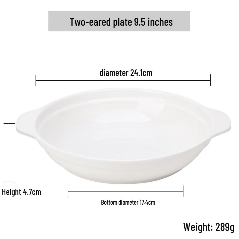 Qianxing 9.5-inch White Melamine Double-Handled Dinner Plate (Pack of 10)
