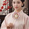Multicolor DIY Chinese Fan Song Brocade DIY Accessories Mini Handhold Fan Photo Props with Mini Mirror Hand Made Makeup Mirror