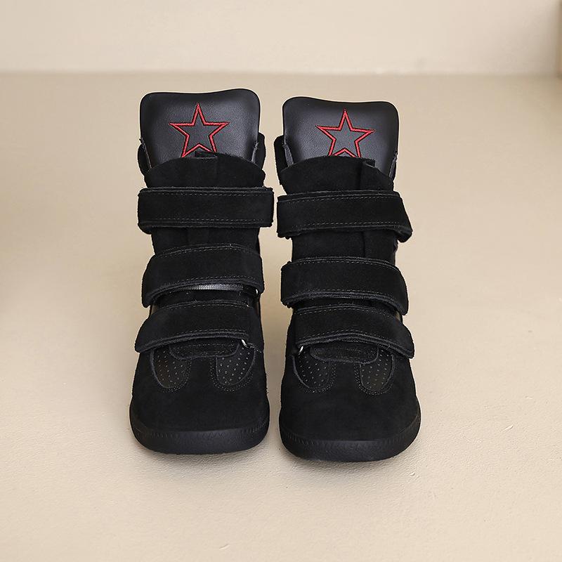 Thick-Soled Small Inner Height Increase Velcro Casual Shoes High-Top Women'S Versatile Height Increase Color Matching Sports Shoes