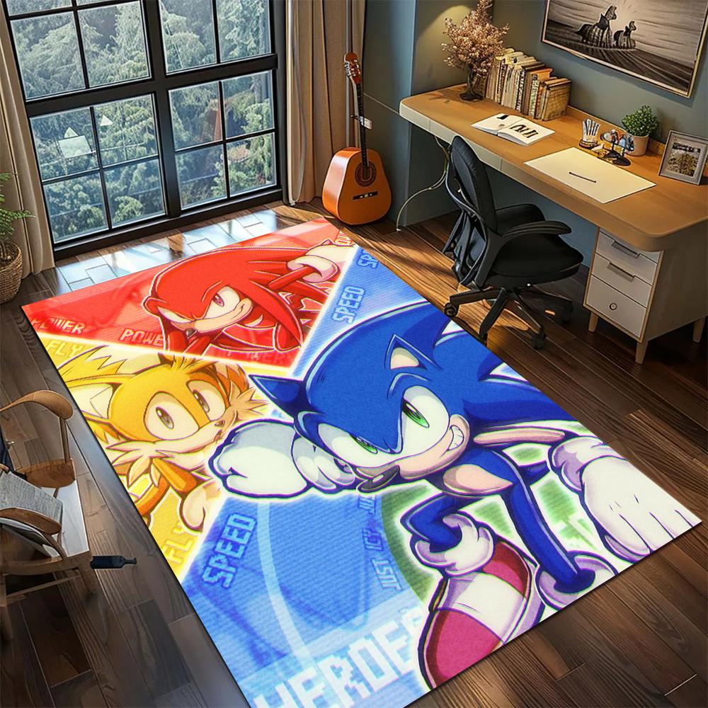 Sonic the Hedgehog Non Slip Floor Mat Rug Carpet Large Area Rug for Home Decor Bedroom Gamer Room Printed Washable -xia47