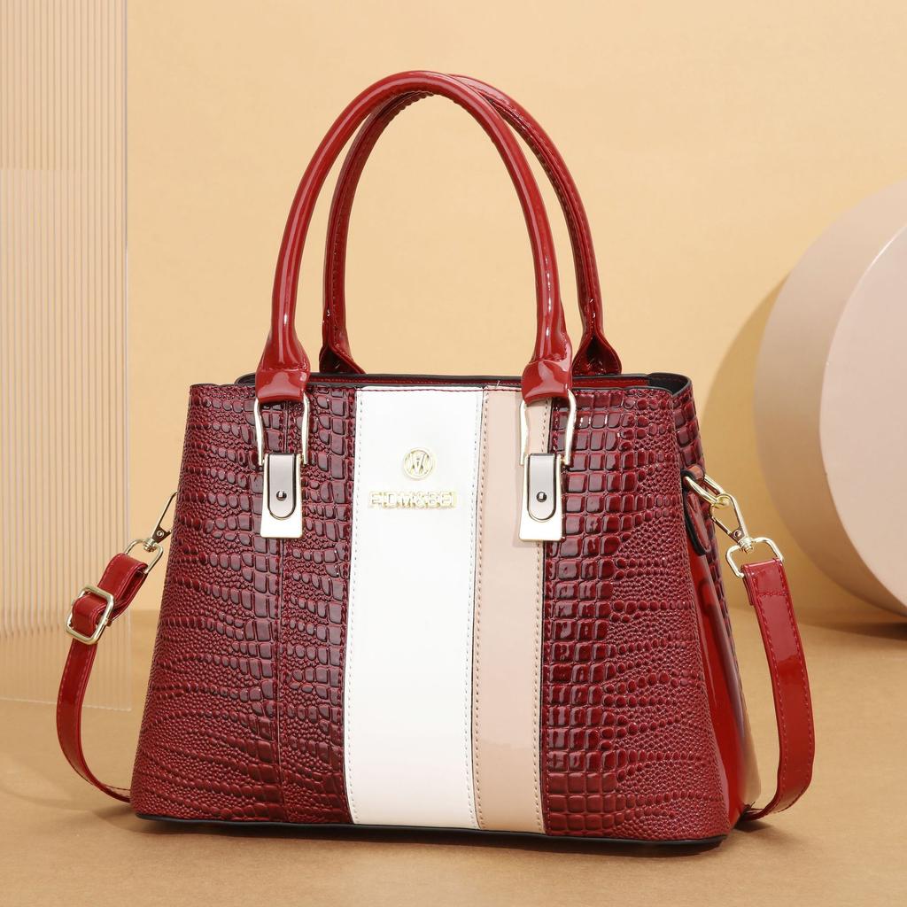 Bag Women's Bag Advanced Sense 2025 New Texture Middle-aged Mother Bag Splicing Contrasting Color Large-capacity Handbag Bag