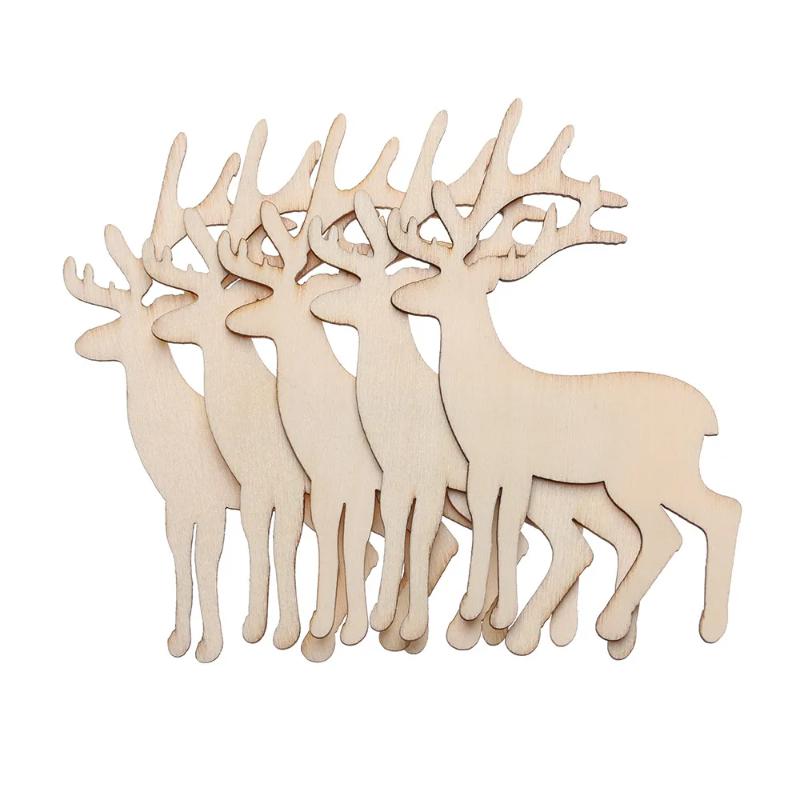 10Pcs Wooden Elk Decor Christmas Tree Hanging Reindeer Hanging Card Vivid Christmas Decorations Festival Decor Party Supplies