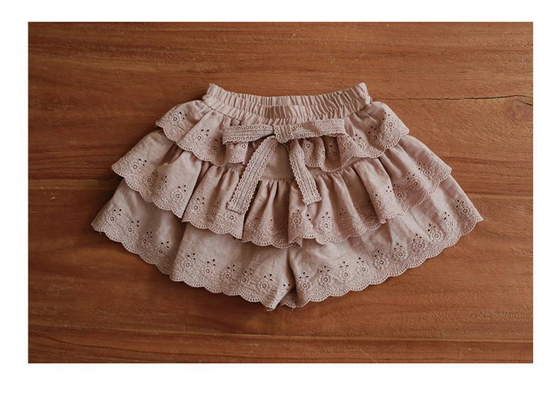 Girls' Lace Skirt Shorts - Lightweight Summer Cotton for Ages 3-10