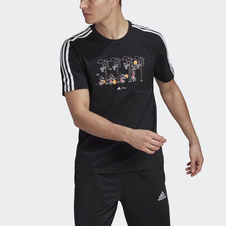 Adidas X Disney T Shirts Men's Black Crew Neck Moderate Straight Fit GL3085