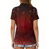 Women's Fashion Casual Lapel Short Sleeve Christmas Print Shirt Women's Button Up Tops