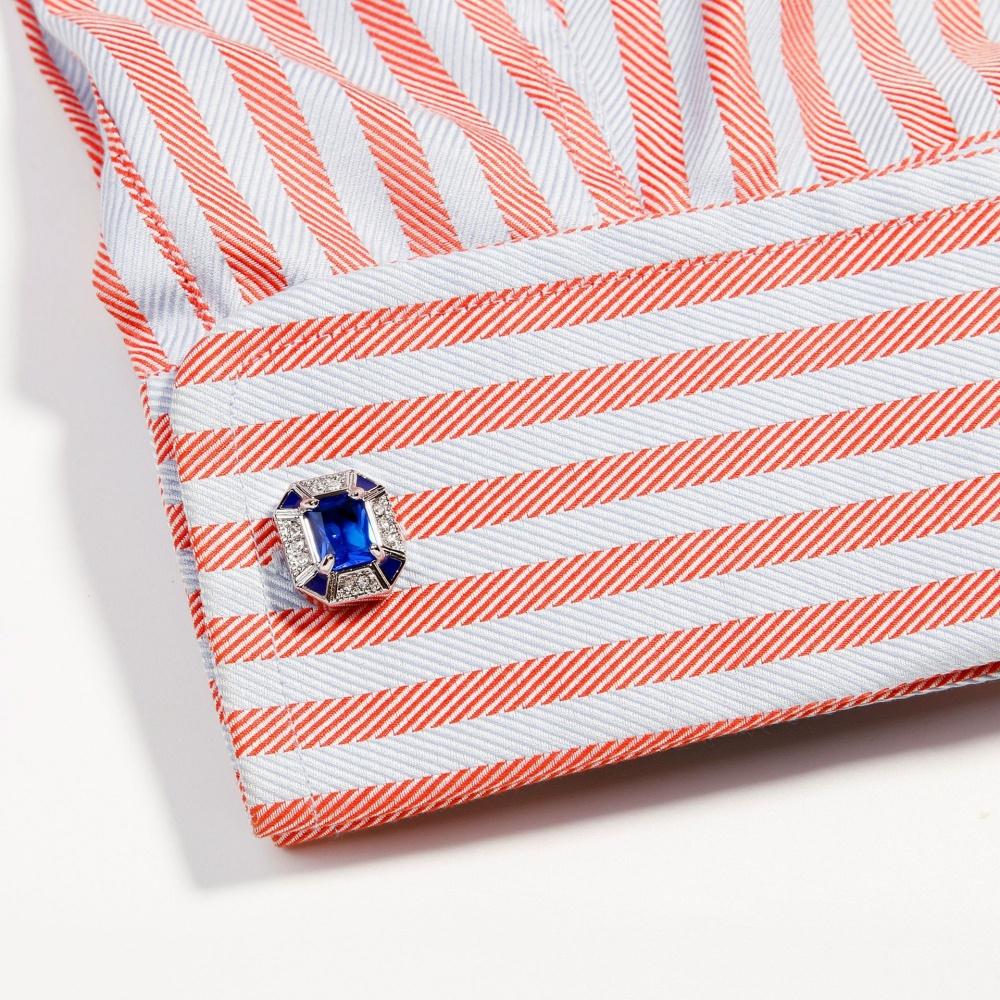 

Мужской набор запонок, фиолетовые прямоугольные хрустальные запонки, в комплекте с подарочными коробками. синий