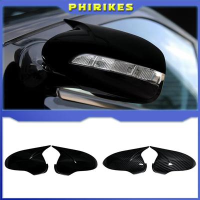 Carbon Fiber Pattern Black Side Mirror Cover Caps Sticking For Mercedes-Benz E-Class W211 2006-2008