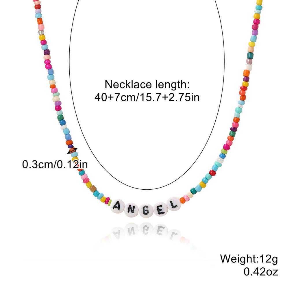 Necklace for Women Bohemian Spring and Summer Necklaces Premium Sense of Simplicity Butterfly Beaded Jewelry Colorful Rice Beads Letters Necklace