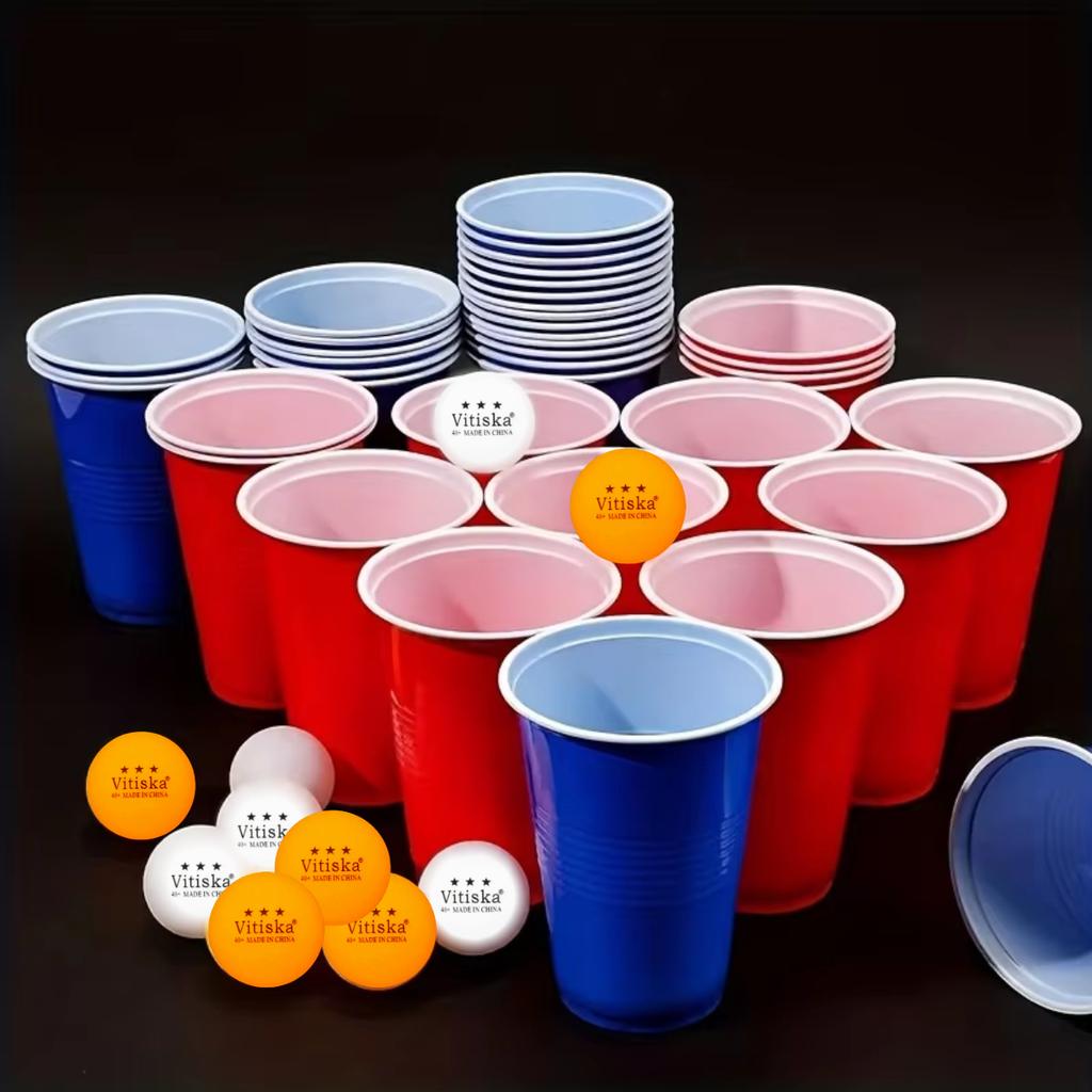Beer Pong Game Toy Set With 12pcs Beer Mugs & 8pcs 40+ Ping Pong Balls, Outdoor Gathering Party Drinking Supplies,Christmas