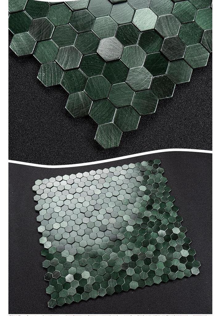 3D Sechseckige Metallmosaik Tapete für Wohnzimmer- und Badezimmerwände