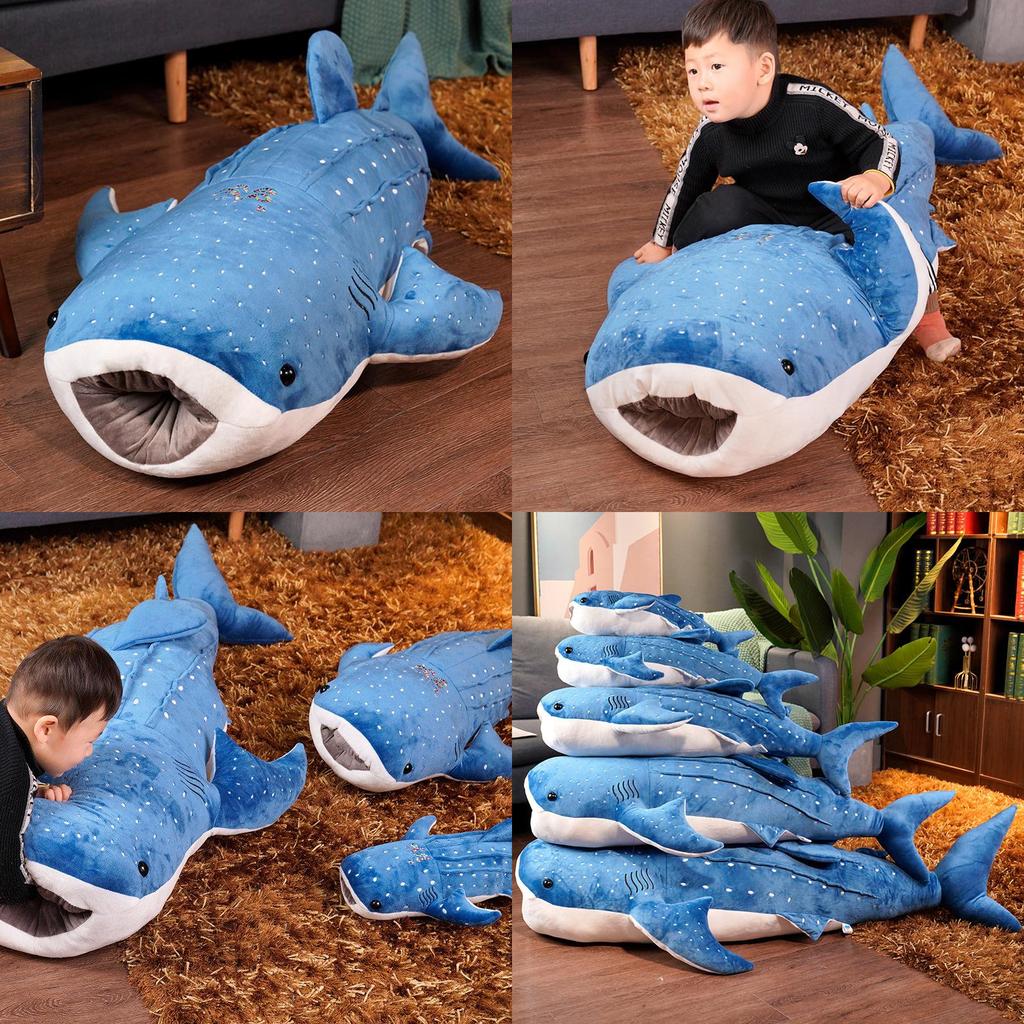 Großes Blauwal Plüschtier Superweiches Stofftier für Kinder Cartoon Hai Wal Kissen