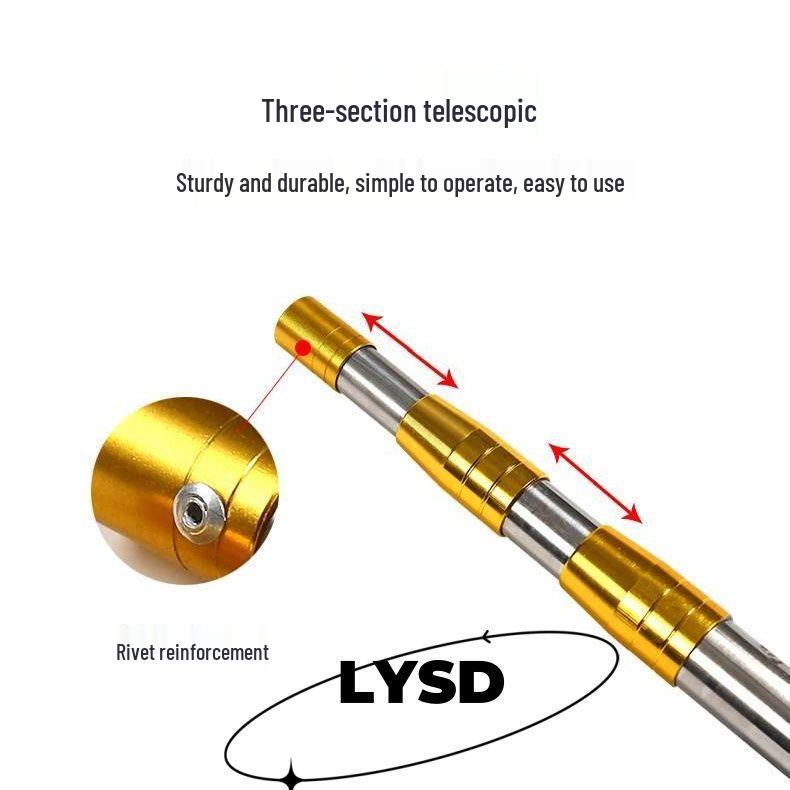 Telescopic Stainless Steel Fishing Net Pole - Large, Thickened, Universal for Fish & Birds