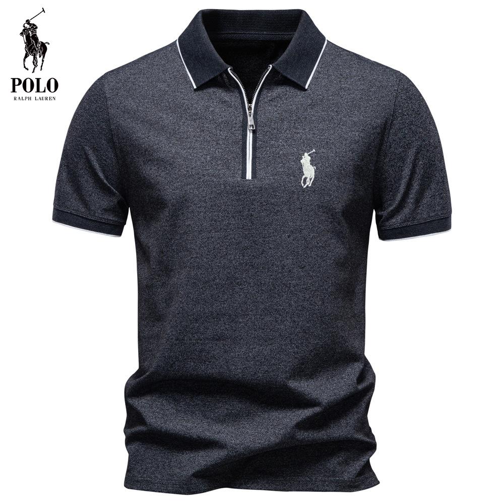 Ralph Lauren 2026 Spring and Summer New Embroidery Turtleneck Zipper POLO Shirt Business Casual Men s Short-sleeved Polo Shirt for Men S