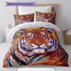 Tiger Fox Art Pattern Bedding Quilt Set Quilt Cover Pillowcase Home Decoration Gift (1 * Duvet Cover + 2 * Pillowcase, Without Core)