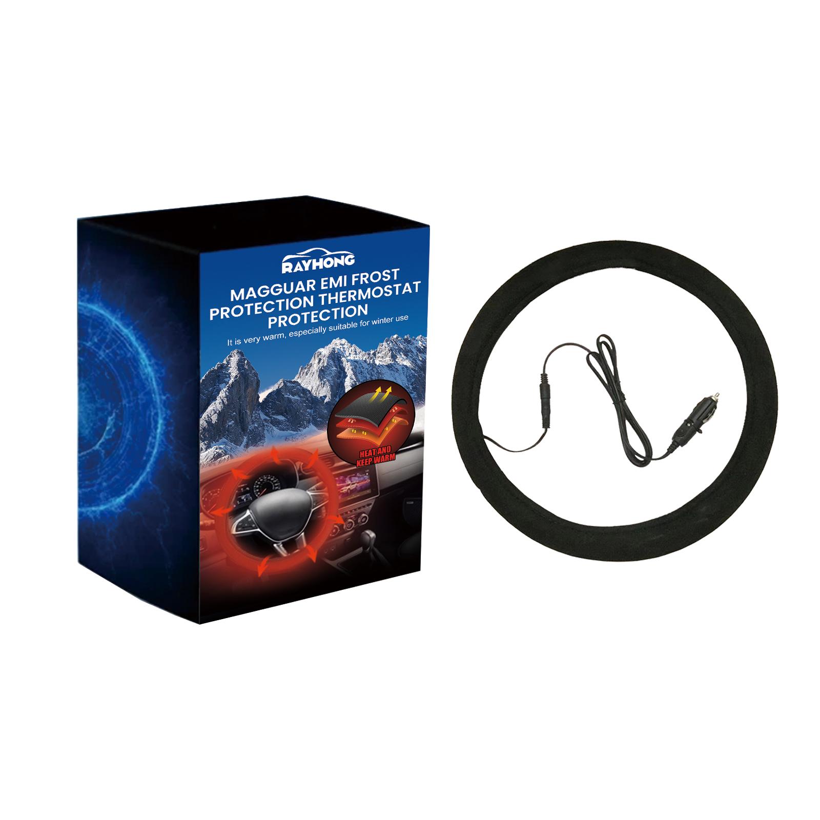 

12V Чехол с подогревом на руль Теплый зимой Универсальный размер Защитник рулевого колеса Внешний для автомобилей Грузовиков Фургонов Автоаксессуары