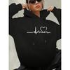 Damenmode Lässiger Kapuzenpullover mit Buchstaben-Herz-Printmuster