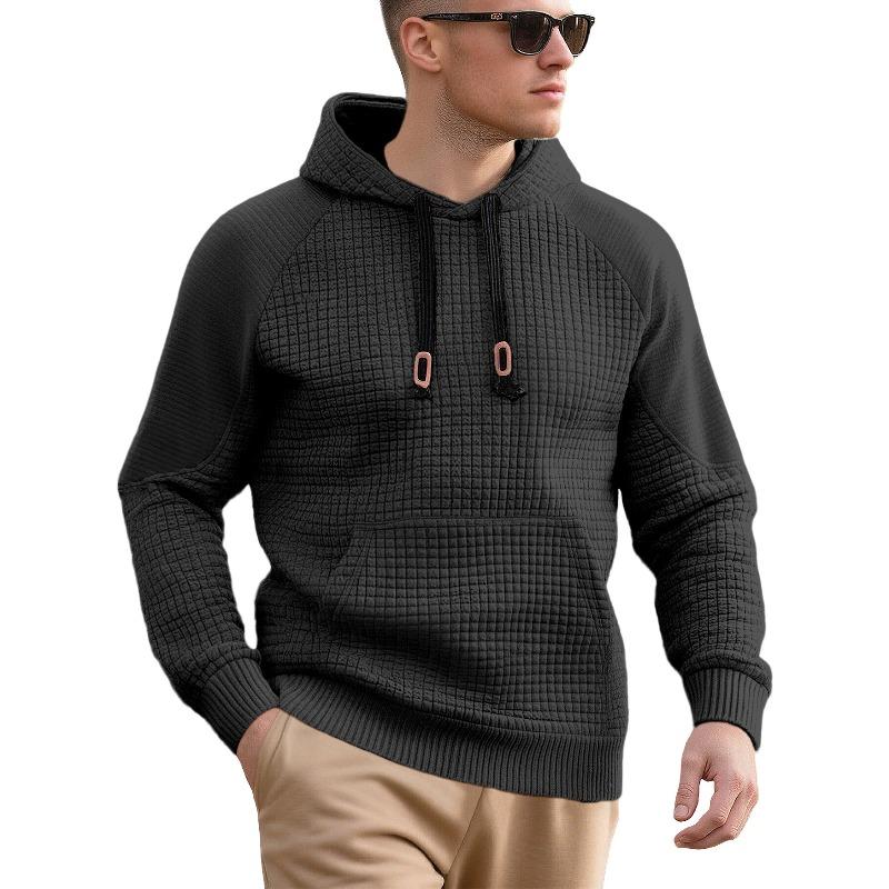 

Осенне-зимний мужской жаккардовый пуловер с длинными рукавами и капюшоном, свободный спортивно-повседневный свитер XXXL чёрный