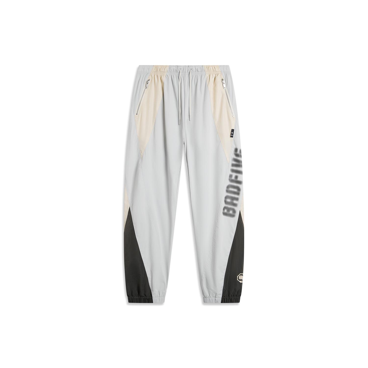

Li-Ning Badfive Color Block Letter Mid-Rise Drawstring Cuffed Knit Sports Pants Men pants Mist-Gray AYKU391-1 M