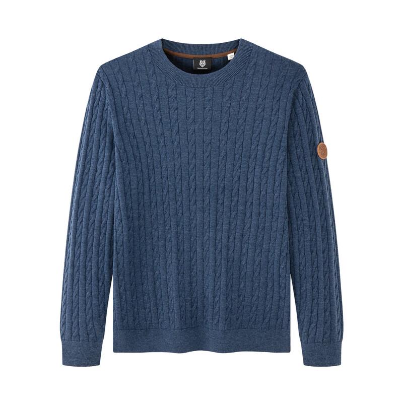 Septwolves Men's Cable Knit Wool Pullover Sweater